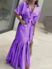 Women's Clothing Striped Shirt Dress Loose Fit Mid Length Short Sleeved Fashion_ecoleips.com