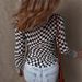 Fashionable Casual Round-neck Checkered Long-sleeve Women's T-shirt, 2025 Summer New Slim-fit Versatile Top_ecoleips.com