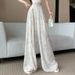 Suitable For All Seasons New Style Linen Butterfly Print Women's Casual High Waist Pleated Slimming Loose Straight Wide Leg Pants_ecoleips.com