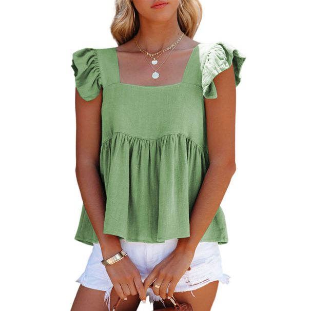 Women's Square Neck Sleeveless Vest Casual Loose Fit Versatile Top For Spring Summer Regular Polyester Tank_ecoleips.com