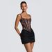 New Lace Trimmed Wrap Dress – Floral Strappy Bodycon Mini Dress (Black/Burgundy, S-XL)_ecoleips.com