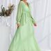 Women's Elegant chiffon V-neck chiffon puff sleeve evening dress prom dress bridesmaid dress party dress_ecoleips.com