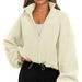 Women's Clothing Autumn Fashion Casual Stand Collar Long Sleeve Zipper Drawstring Warm Cardigan Loose Sweater_ecoleips.com