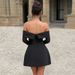 Women's Slim Long Sleeve Dress European And American Style Autumn Fashion Temperament Backless One Shoulder Tube Top A-Line Female Clothing_ecoleips.com