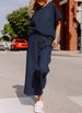 Women's Clothing Autumn New Loose Simple Solid Color Leisure Suit Texture Drawstring Sports Two Piece Suit For Women_ecoleips.com
