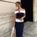 2025 Summer New Arrival: Elegant Off-shoulder Black And White Color-blocked Design, Slim-fit, Waist-cinching, Slimming,_ecoleips.com