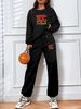 Women's KC Letter Print Fleece Lined Hoodie And Pants Set Warm Winter Outfit White Black Dark Gray S XXL_ecoleips.com