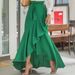 K Women's Plaid Mermaid Half Skirt With Ruffled Edges, Irregular Hem, High Waist, Casual Umbrella Wrapped Long Skirt_ecoleips.com