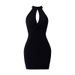 European And American Cross-Border Women's Summer New Fashion Sexy Hollow Out Slim Halter Neck Outerwear Bodycon Dress_ecoleips.com
