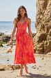 Women's V-Neck Suspender Dress - Sleeveless Pleated Beach Dress With Printed Design | European & American Fashion_ecoleips.com