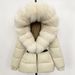 Winter New Down Jacket Women's Medium Length Waist Thickened Large Fur Collar Hooded Fashionable Warm Coat Fox Fur_ecoleips.com