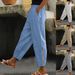 Suitable For All Seasons Spring And Autumn New Women's Cotton Linen Solid Color Fashion Casual Daily Side Pocket Hem Hollow Button Long Pants_ecoleips.com