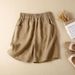 Suitable For All Seasons Cotton For Women, Mom Summer Thin Style, Ladies' Linen Pants, Plus Size, Slimming, Tummy Covering, Wide Leg, Five-Point_ecoleips.com