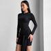 Summer Women's Long Sleeve Bodycon Dress Solid Color Elegant Slim Fit Fashion Ribbon European American Cross Border Style_ecoleips.com