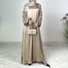 Modest Abaya Dress Robe And Headscarf Set With Drawstring Pleats And Lantern Sleeves._ecoleips.com