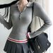 Elegant Ribbed Knit Polo Shirt – Breathable Viscose Long-Sleeve Top For Work & Casual Wear_ecoleips.com