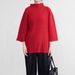 Miyake Loose-fitting Half-high Collar Three-quarter Sleeve Pullover Sweatshirt 2026 Spring/autumn New Pleated Solid_ecoleips.com