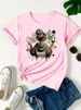 European And American Cross-border Foreign Trade Women's Fashion Round-neck Printed Short-sleeve T-shirt Top For Girls_ecoleips.com