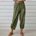 Suitable For All Seasons 2025 New Loose High-Waisted Button Cotton Linen Nine-Point Wide-Leg Women's Pants_ecoleips.com