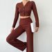 Women’s Clothing Spring Casual Suit Women's Long Sleeve Tight Cardigan Top Comfortable Shorts Home Clothing_ecoleips.com