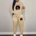 Women's Fashionable Street Dance Style Printed Hooded Sweatshirt And Sweatpants Set Casual Autumn Winter Warm Clothing_ecoleips.com