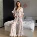 European And American Autumn New Leopard Print Loose Soft Comfortable Pure Cotton Heart Pajama Set Cross-Border_ecoleips.com
