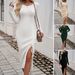 DiYun 2024 Autumn/Winter European And American Women's Fashion Elegant Casual Sexy Bodycon Round Neck Slit_ecoleips.com