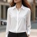 Women's Long Sleeve Minimalist Shirt Turn down Collar Casual Elegant Fashion Loose Fitting Blouse Suitable for All Seasons_ecoleips.com