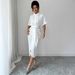 Elegant V-Neck Wrap Dress With Belt – Women’s Bodycon Midi Dress (Stretch & Wrinkle-Resistant) – Sophisticated Office & Evening Wear_ecoleips.com