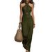Women's Slim Fit Sleeveless Halter Neck Dress Fashionable Style New_ecoleips.com