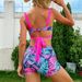 Women's Clothing Backless One-piece Fashion Sexy Printed Colorful Leaves Swimsuit_ecoleips.com