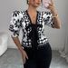 Aria Basics Aria Basics Cross-Border European And American Style Half-Sleeve Shirt 2025 Summer New French Pattern Lantern Sleeve_ecoleips.com