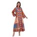 Women's Long Sleeved V Neck Robe Dress Ethnic Print Suitable for Everyday Wear Festivals And Parties Muslim Fashion_ecoleips.com