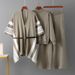 Women's European American Style Knitted Three Piece Set Jacquard Shawl Top Loose Wide Leg Pants Simple Casual Spring Autumn Suit_ecoleips.com