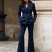 Women's Clothing Elegant Goddess Style Slim Fit Suit High Waisted Flared Trousers Set Double Breasted Autumn Fashion European Trend Long Sleeved_ecoleips.com