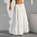 Women's Clothing White Skirt Lace Up Big Swing Skirt Loose Long Skirt_ecoleips.com