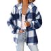 Women's Plaid Fleece Hooded Jacket - Cozy Winter Coat With Button Closure, Soft Polyester Blend, Oversized Fit For Casual & Work_ecoleips.com