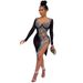 Women's clothing summer independent station nightclub style sexy hot diamond see-through hip irregular dress for women_ecoleips.com