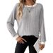 Wholesale Round-Neck, Loose-Fitting, Long-Sleeved Casual Women's Solid Color Fleece Insert Sleeve T-Shirt Tops_ecoleips.com