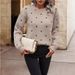European And American Cross-Border Trade Fashion Round Neck Long Sleeve Pullover Sweater Women's Polka Dot Jacquard_ecoleips.com