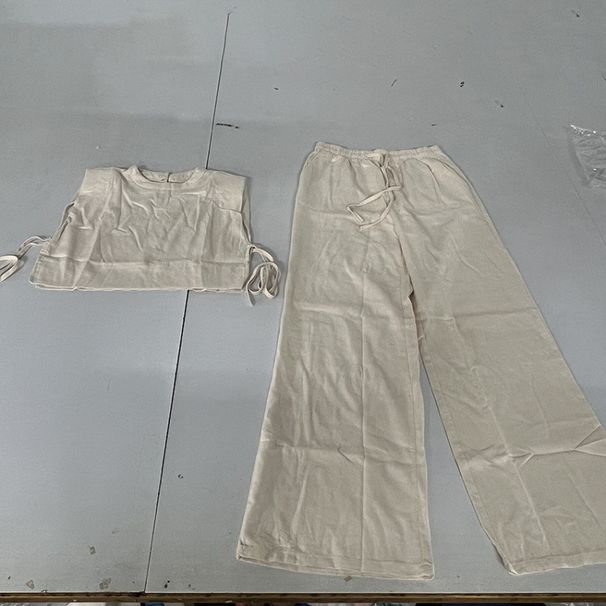 Fashion Cotton And Linen Suit Women's Summer Padded Shoulder Sleeveless Top And Trousers Two-Piece Casual_ecoleips.com