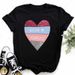 European And American Women's New Loose-fitting Heart-patterned Plus-size T-shirt For Summer_ecoleips.com