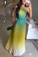 Women's Clothing Sleeveless Pleated Backless Gradient Dress_ecoleips.com