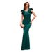 Elegant Satin Evening Gown With Flutter Sleeves Stunning Emerald Green & Wine Red Formal Dress For Galas & Parties ( Slim Fit With Waist Draping)_ecoleips.com
