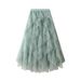 2025 Mesh Cake Half Super Fairy Draped Gauze Pleated Princess Pink Seaweed Skirt Autumn 0303_ecoleips.com