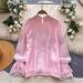 French Style Women's Top Heavy Duty Beaded Lace Patchwork Pearl Mesh Warm Unique Niche Design for Ladies_ecoleips.com