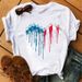 Independent Brand New White Plus-size Women's T-shirt With Heart And Animal Paw Prints For Summer_ecoleips.com