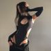 In-stock European American Cross-border Autumn Sexy Off-shoulder Top With Holes And Hollow-out Design, Tight-fitting_ecoleips.com