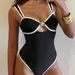 Women's Bohemian Style One Piece Swimsuit with Metal Chain Buckle Sexy Five Pointed Star Design European And American Foreign Trade Cross Border Bikini Set_ecoleips.com