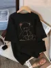 Cute Teddy Bear Print Crew Neck Tops Women's Fit Short Sleeve Cartoon Fashion Coffee Cup Kawaii Women Clothing_ecoleips.com